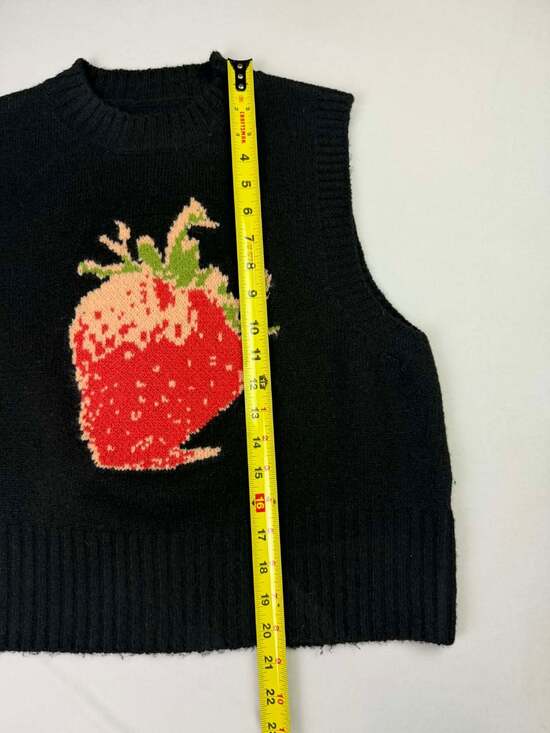 Commense Crew Neck Strawberry Knit Sweater Vest - Picture 8 of 10
